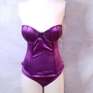 Skull & Bow E-girl Purple/Black Corset and Matching Panties